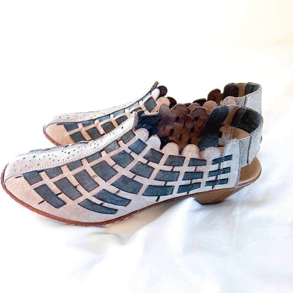 Rieker Sina 78 Woven Leather Closed Toed Slingback Pump Size 41/10 - Picture 7 of 13